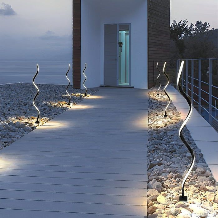 Solar Waterproof LED Landscape Light, Spiral Pathway/Garden Accent, Die-Cast Aluminum