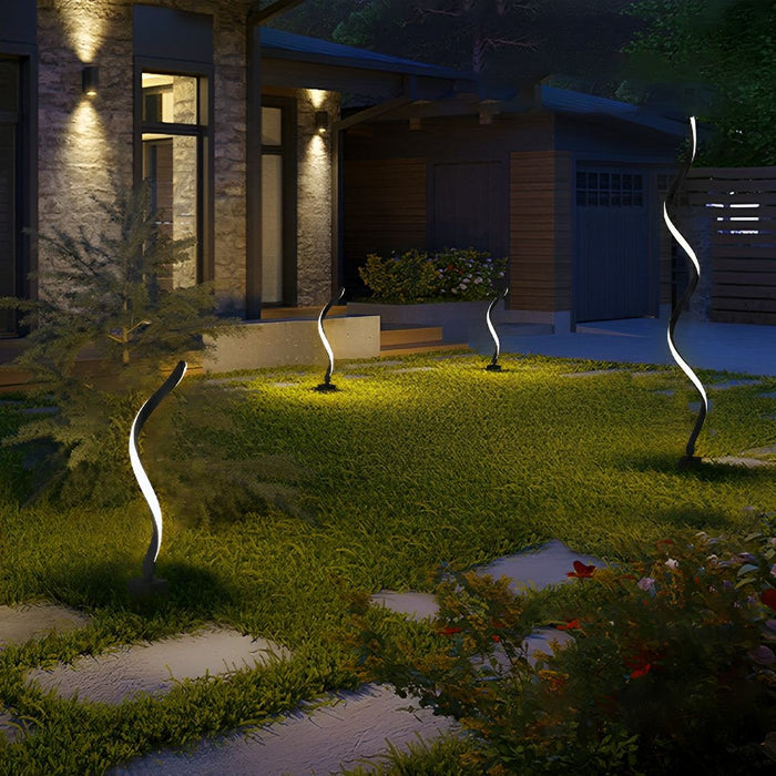 Solar Waterproof LED Landscape Light, Spiral Pathway/Garden Accent, Die-Cast Aluminum
