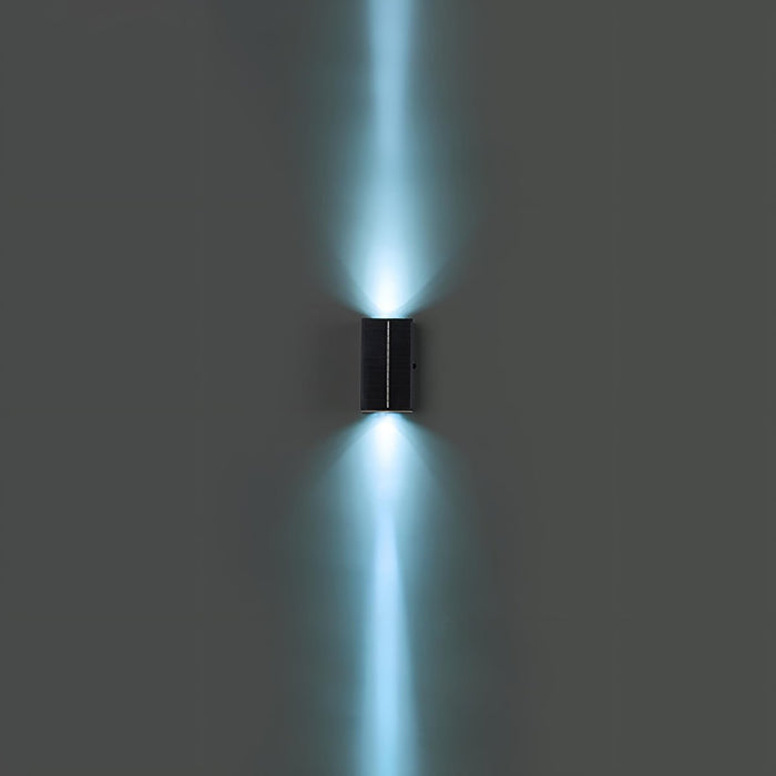 Solar Waterproof Up Down LED Outdoor Wall Light, Modern Black Die-cast Aluminum, IP65, Architectural Accent/Security Lighting, Easy Install for Patio/Porch/Yard