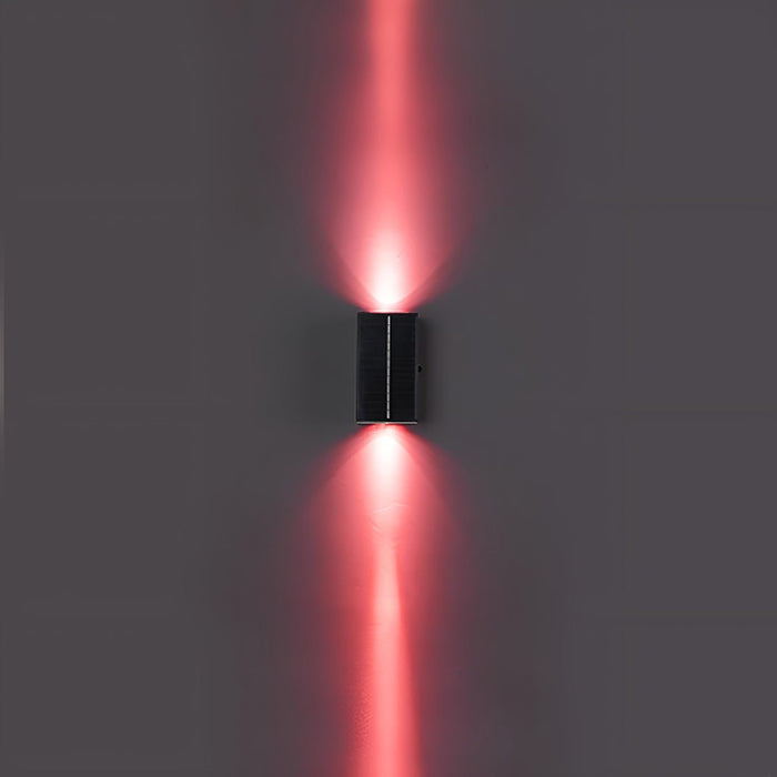 Solar Waterproof Up Down LED Outdoor Wall Light, Modern Black Die-cast Aluminum, IP65, Architectural Accent/Security Lighting, Easy Install for Patio/Porch/Yard