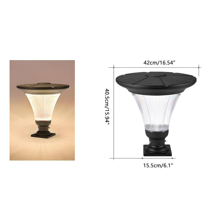 Solar Outdoor Post Light - Modern Conical LED Fixture, Waterproof Design for Garden/Pathway Lighting