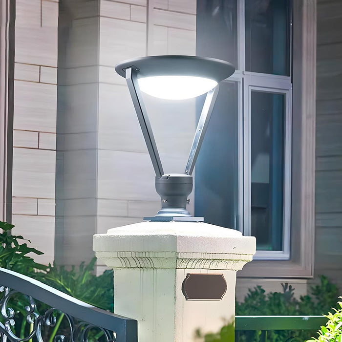 Solar Outdoor Post Light - Modern Conical LED Fixture, Waterproof Design for Garden/Pathway Lighting