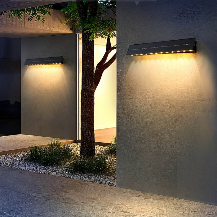 Modern Solar Wall Sconce, Waterproof Downcast LED for Architectural Accent/Security, Dusk to Dawn