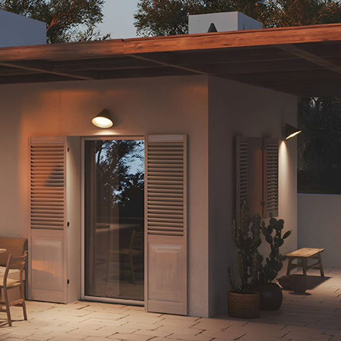 Solar Powered Dusk to Dawn Outdoor Wall Sconce, Modern Minimalist Bell LED Light for Patio/Porch/Entryway, IP54 Waterproof