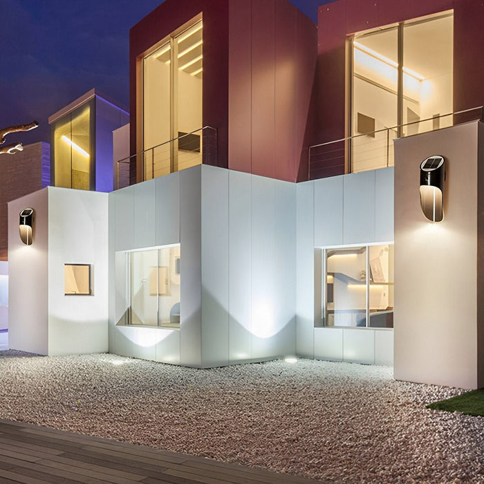 Solar LED Wall Light - Modern Outdoor Porch Sensor Lighting, Waterproof ABS Design