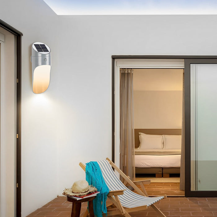 Solar LED Wall Light - Modern Outdoor Porch Sensor Lighting, Waterproof ABS Design