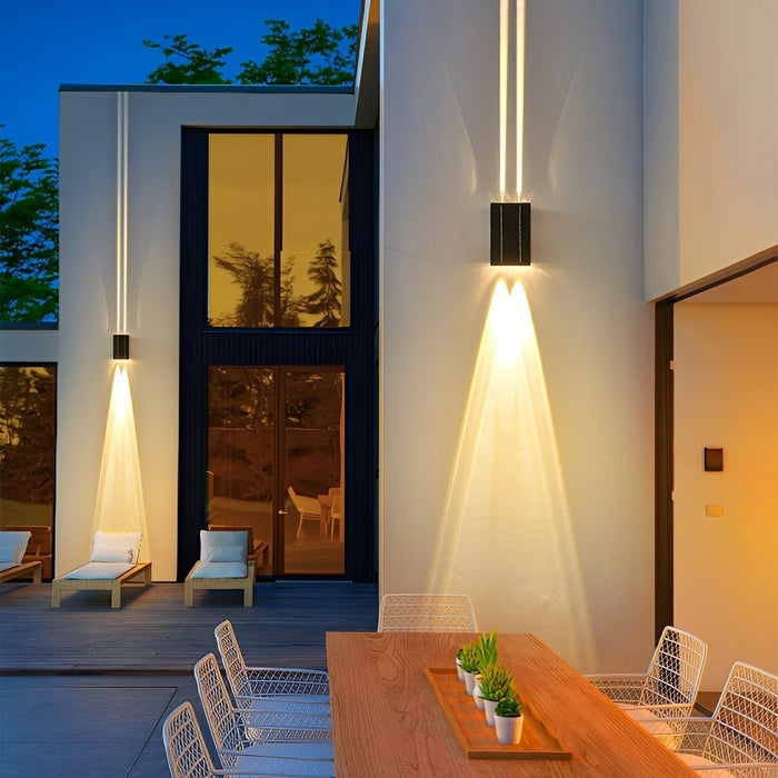 Solar Waterproof Up/Down LED Outdoor Wall Washer Light - Modern Stainless Steel Fixture, RGB Color Changing, All-Weather Durability
