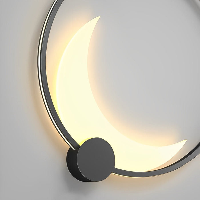Solar Dusk to Dawn Crescent Moon LED Wall Sconce, Waterproof IP65, Outdoor Patio/Porch/Yard Lighting