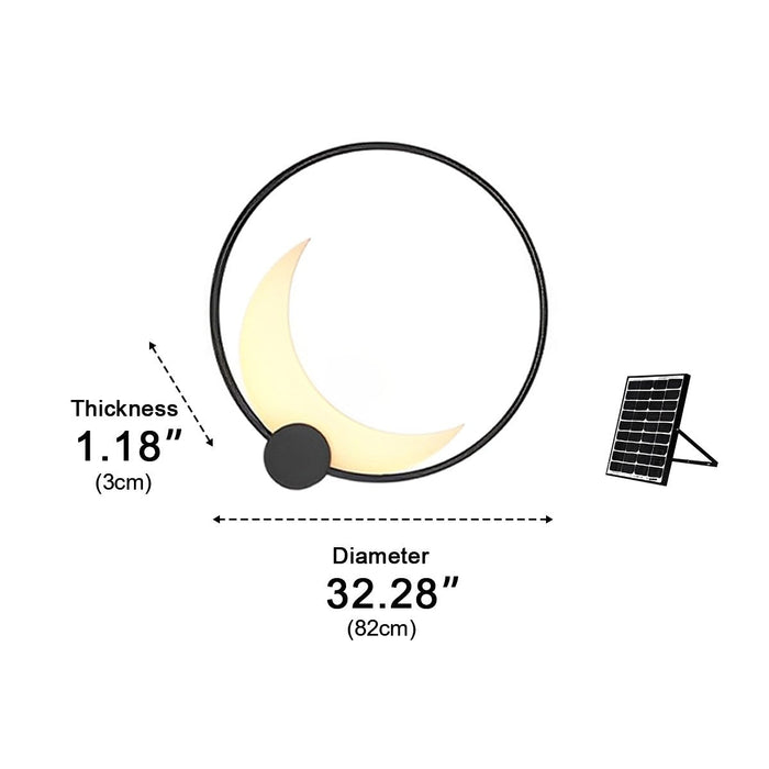 Solar Dusk to Dawn Crescent Moon LED Wall Sconce, Waterproof IP65, Outdoor Patio/Porch/Yard Lighting