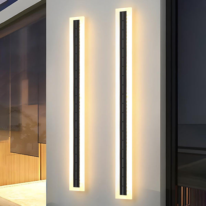 Outdoor LED Strip Porch Light - Solar Powered / Waterproof Wall Sconce - Exterior Lighting Fixture