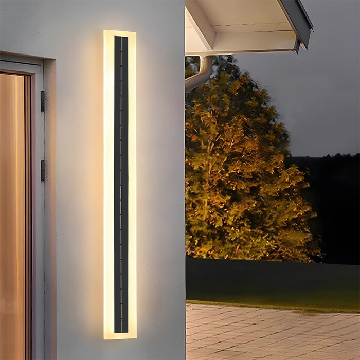 Outdoor LED Strip Porch Light - Solar Powered / Waterproof Wall Sconce - Exterior Lighting Fixture