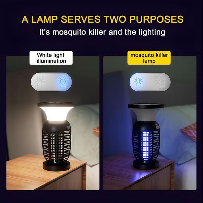 Mosquito Bug Zapper Lantern - Solar Powered / Waterproof Outdoor LED Light, Hanging Pest Killer