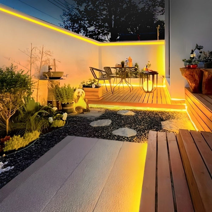 Solar Recessed LED Linear Light Strip - Outdoor Pathway, Deck, Garden Lighting with Remote Control