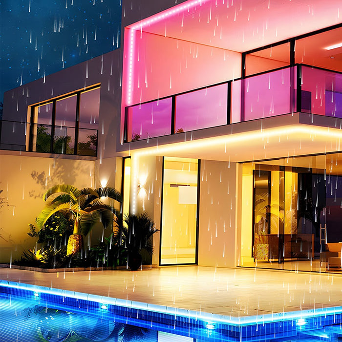 Solar Outdoor RGB LED Strip Light - Waterproof Atmosphere Streamer Lighting, Flexible Garden Patio Decor