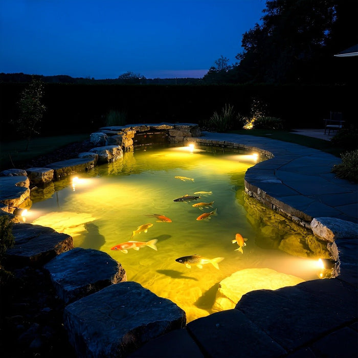 Submersible Spot Lights - Solar Powered / RGB Color Changing - Outdoor Landscape / Pool / Pond Lighting