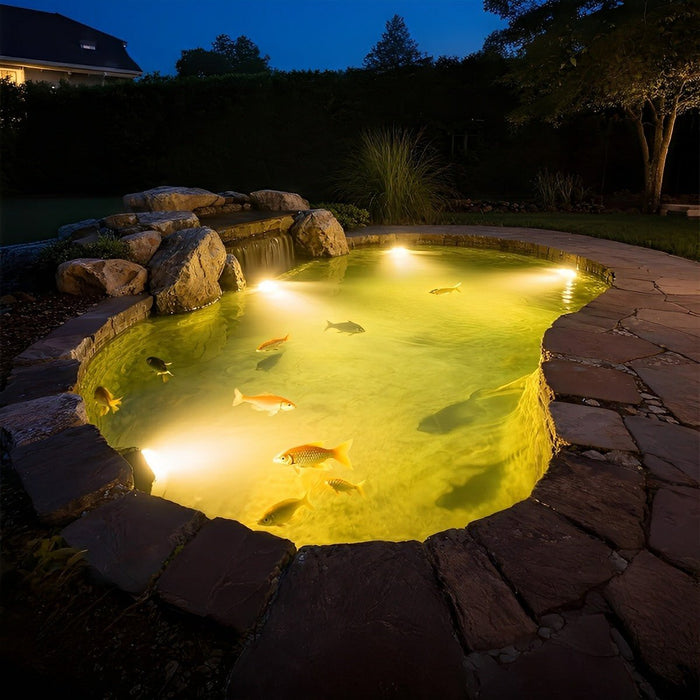 Submersible Spot Lights - Solar Powered / RGB Color Changing - Outdoor Landscape / Pool / Pond Lighting