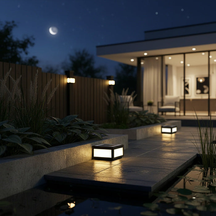 Solar Dusk to Dawn LED Post Cap Light, Waterproof Column Pedestal for Patio/Porch/Yard