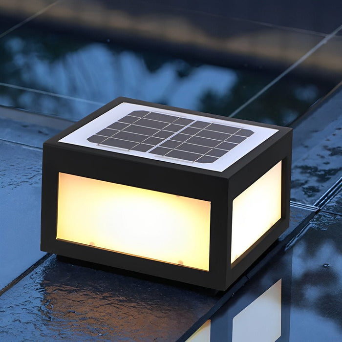 Solar Dusk to Dawn LED Post Cap Light, Waterproof Column Pedestal for Patio/Porch/Yard