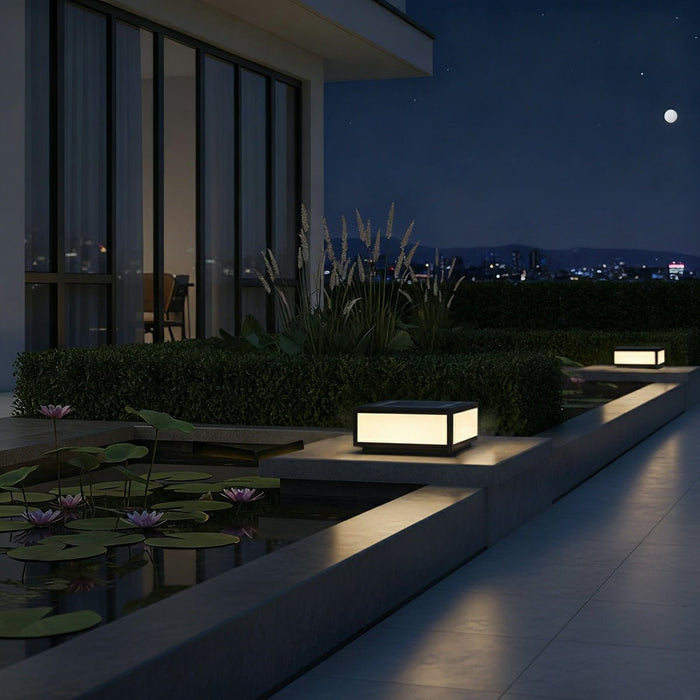 Solar Dusk to Dawn LED Post Cap Light, Waterproof Column Pedestal for Patio/Porch/Yard