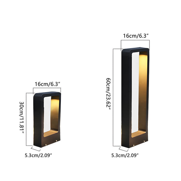 Solar Waterproof LED Outdoor Post Light, Modern Minimalist Rectangular Frame Landscape Lighting for Garden/Yard/Patio