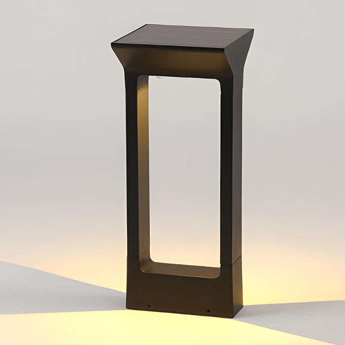 Solar Waterproof LED Outdoor Post Light, Modern Minimalist Rectangular Frame Landscape Lighting for Garden/Yard/Patio