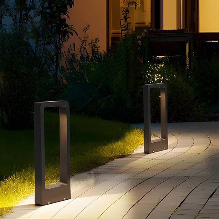 Solar Waterproof LED Outdoor Post Light, Modern Minimalist Rectangular Frame Landscape Lighting for Garden/Yard/Patio