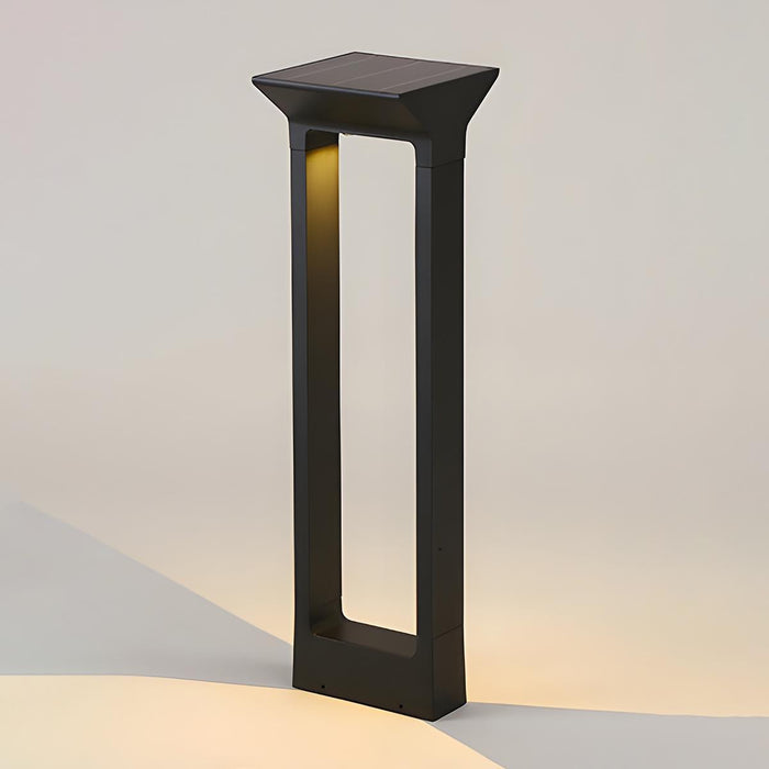 Solar Waterproof LED Outdoor Post Light, Modern Minimalist Rectangular Frame Landscape Lighting for Garden/Yard/Patio