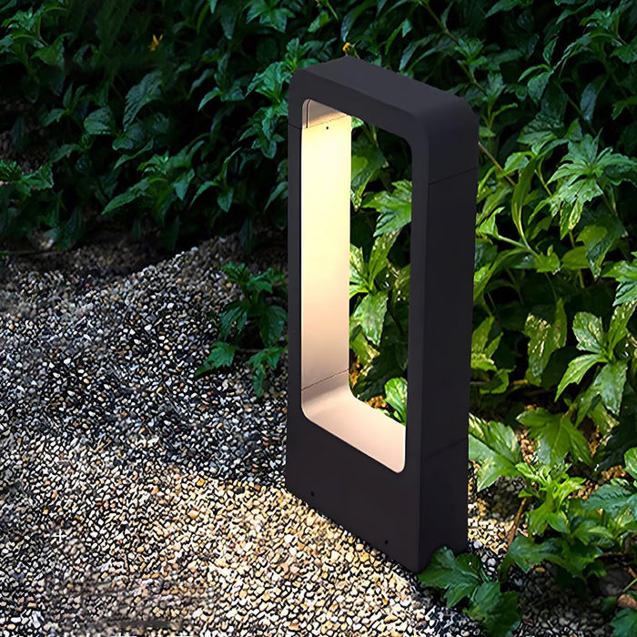 Solar Waterproof LED Outdoor Post Light, Modern Minimalist Rectangular Frame Landscape Lighting for Garden/Yard/Patio