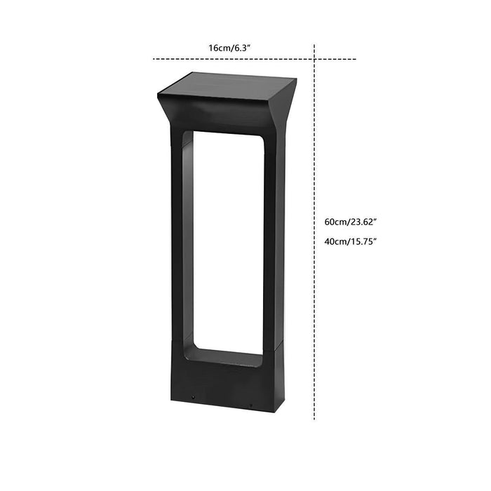 Solar Waterproof LED Outdoor Post Light, Modern Minimalist Rectangular Frame Landscape Lighting for Garden/Yard/Patio