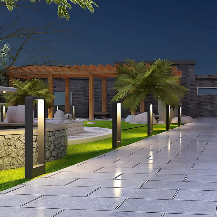 Solar Waterproof LED Outdoor Post Light, Modern Minimalist Rectangular Frame Landscape Lighting for Garden/Yard/Patio