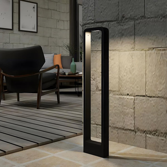 Solar Waterproof LED Outdoor Post Light, Modern Minimalist Rectangular Frame Landscape Lighting for Garden/Yard/Patio