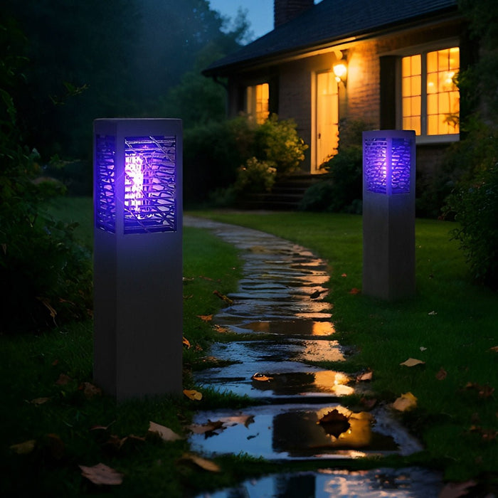 Solar Waterproof Rectangular LED Outdoor Bug Zapper - UV Mosquito Killer, Chemical-Free Pest Control / Garden Lawn Light