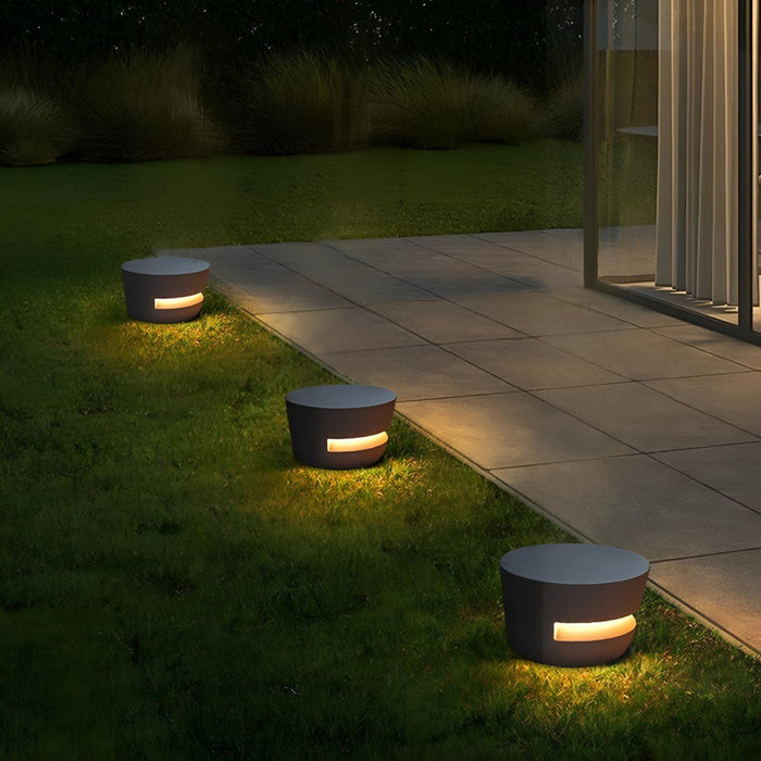 Solar Outdoor Landscape Light, Round LED Pathway, Waterproof Garden Deck, Dusk to Dawn Easy Install