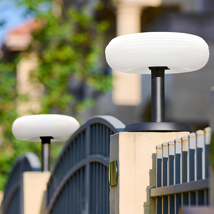 Solar LED Outdoor Post Light - Round, Removable Base, Weatherproof Design