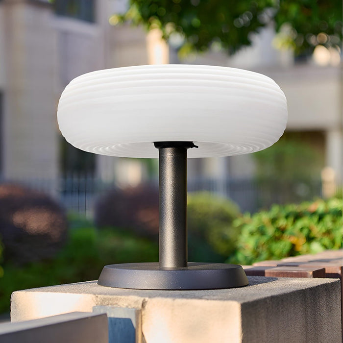 Solar LED Outdoor Post Light - Round, Removable Base, Weatherproof Design