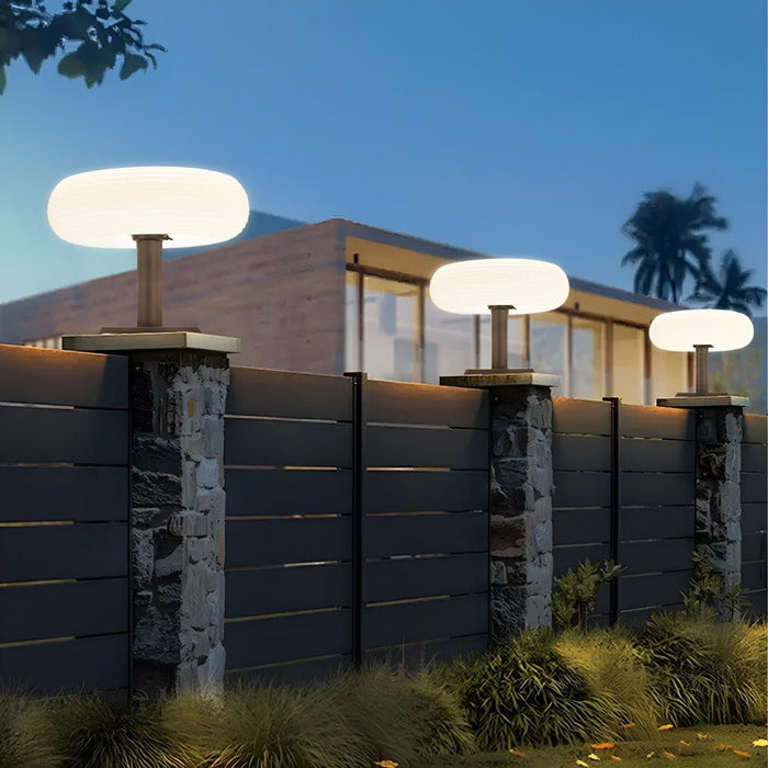 Solar LED Outdoor Post Light - Round, Removable Base, Weatherproof Design