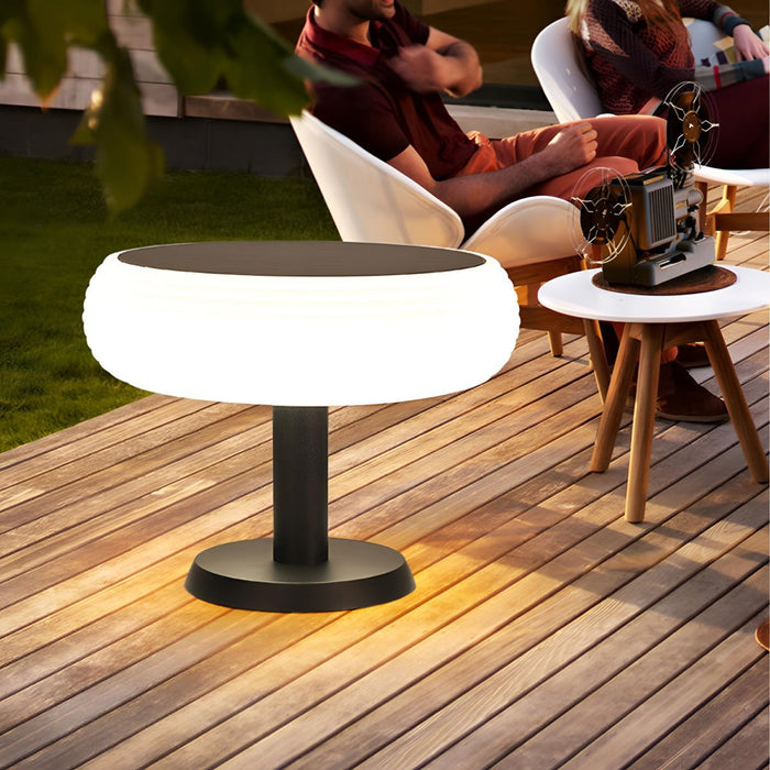 Solar LED Outdoor Post Light - Round, Removable Base, Weatherproof Design