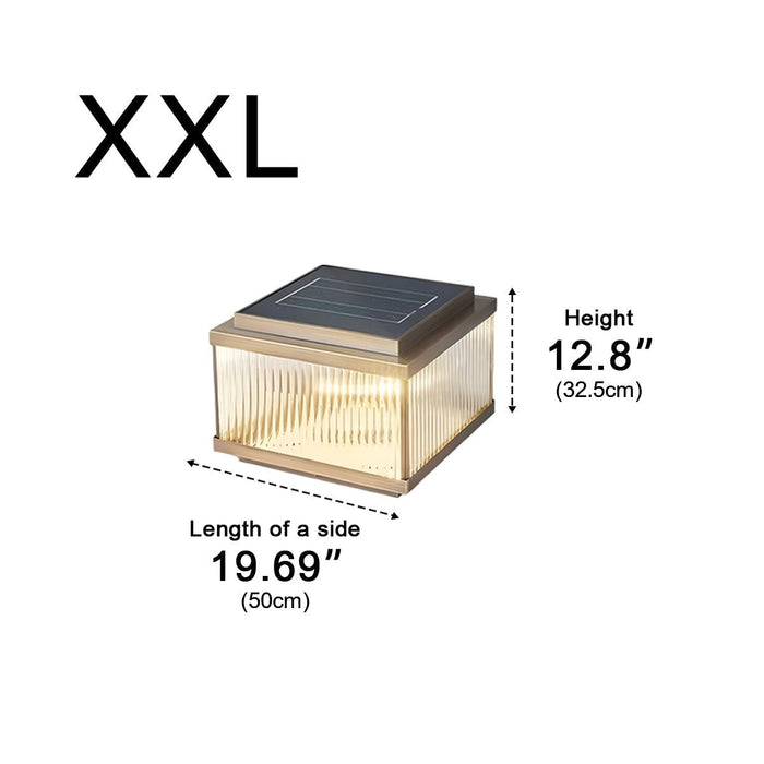 Solar Waterproof Square Vintage Copper LED Outdoor Post Light - Dusk to Dawn / Garden, Patio, Fence Lighting