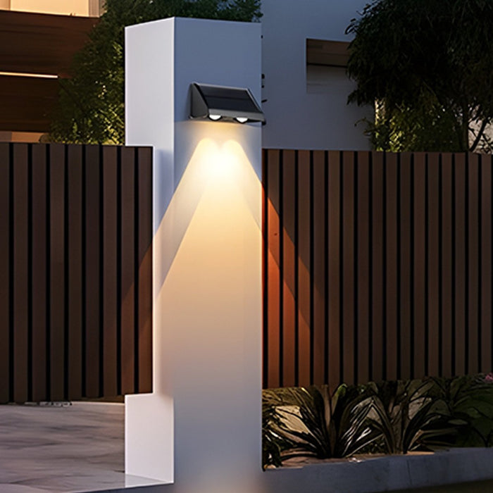 Solar Outdoor Wall Sconce - Up/Down LED Lighting, Waterproof Exterior Fixture