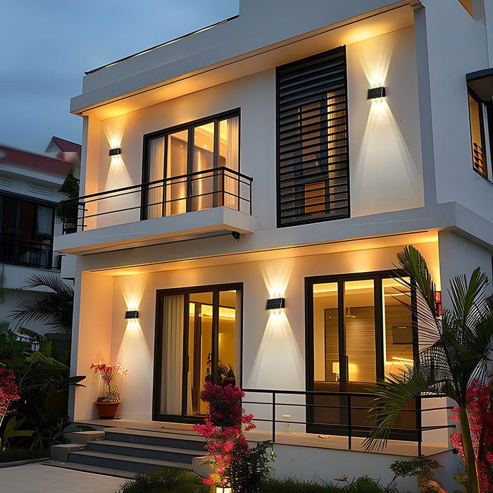 Solar Outdoor Wall Sconce - Up/Down LED Lighting, Waterproof Exterior Fixture