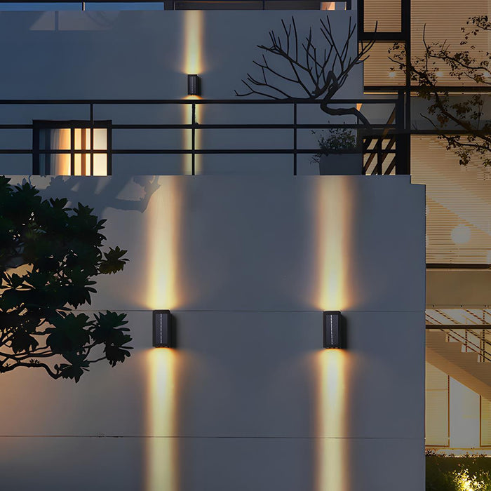 Solar Wall Sconce - Up/Down LED Outdoor Lighting, Waterproof Aluminum Glass Fixture