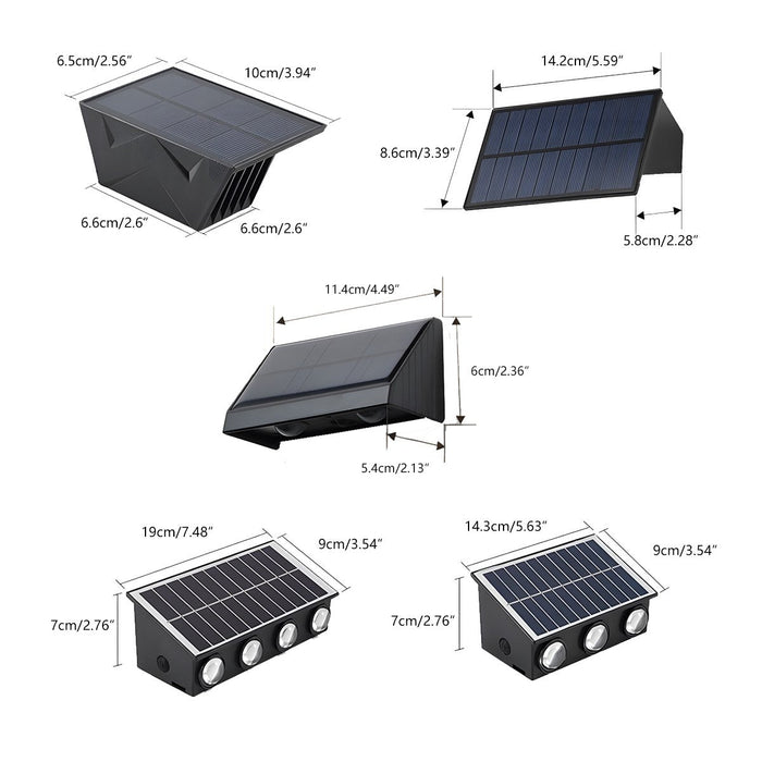 Solar Outdoor Wall Sconce - Up/Down LED Lighting, Waterproof Exterior Fixture