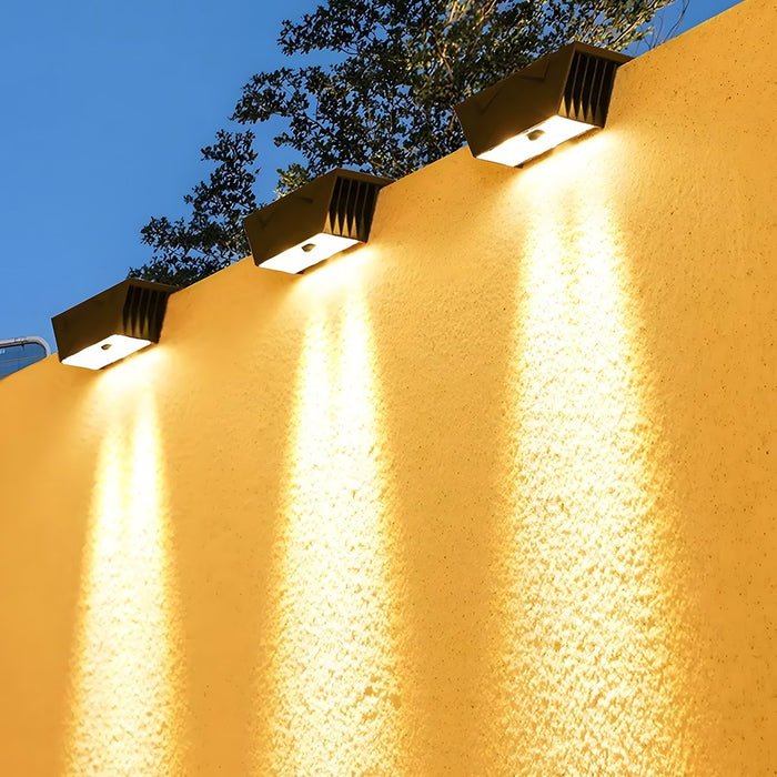 Solar Outdoor Wall Sconce - Up/Down LED Lighting, Waterproof Exterior Fixture