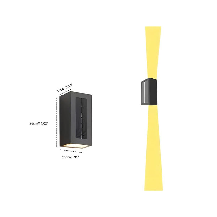 Solar Wall Sconce - Up/Down LED Outdoor Lighting, Waterproof Aluminum Glass Fixture