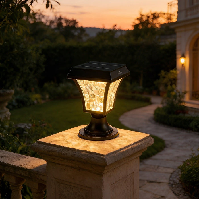 Solar Waterproof Water Wave Lampshade LED Outdoor Post Light - Garden Pathway Driveway Driveway Lighting, Decorative Landscape Lamp