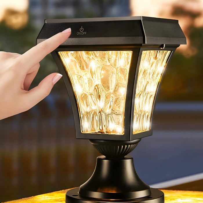 Solar Waterproof Water Wave Lampshade LED Outdoor Post Light - Garden Pathway Driveway Driveway Lighting, Decorative Landscape Lamp