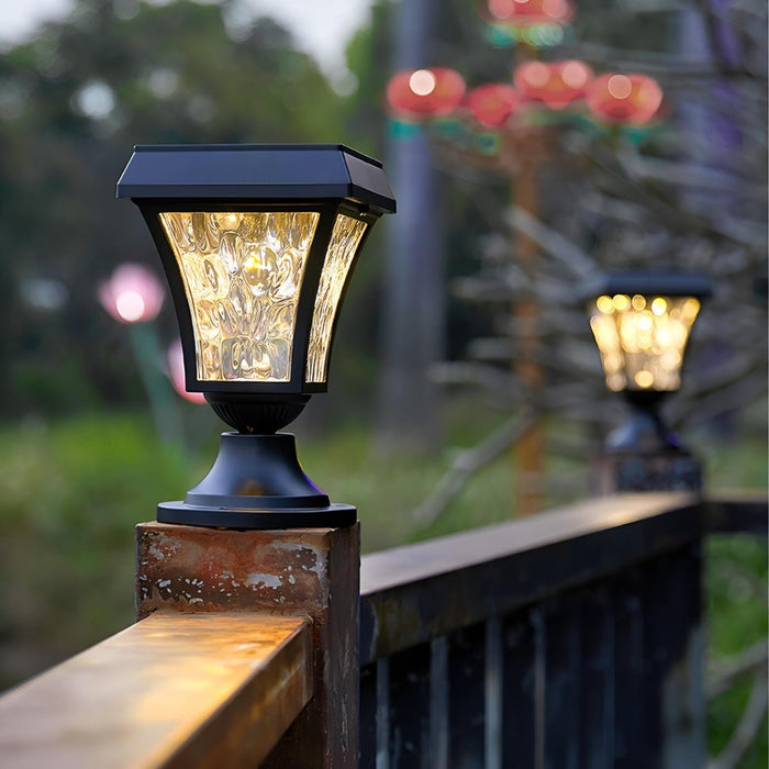 Solar Waterproof Water Wave Lampshade LED Outdoor Post Light - Garden Pathway Driveway Driveway Lighting, Decorative Landscape Lamp