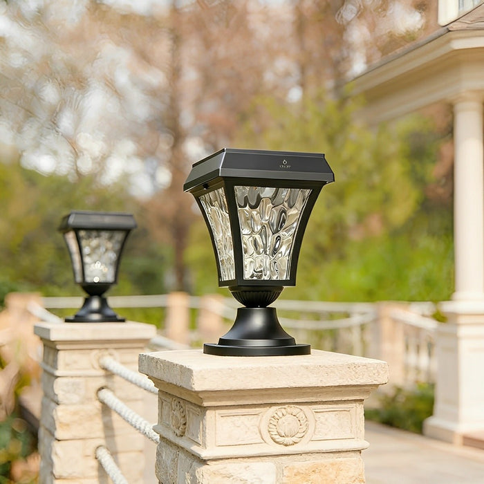 Solar Waterproof Water Wave Lampshade LED Outdoor Post Light - Garden Pathway Driveway Driveway Lighting, Decorative Landscape Lamp