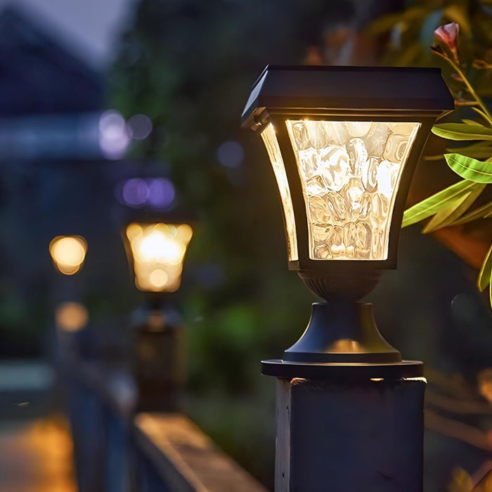 Solar Waterproof Water Wave Lampshade LED Outdoor Post Light - Garden Pathway Driveway Driveway Lighting, Decorative Landscape Lamp