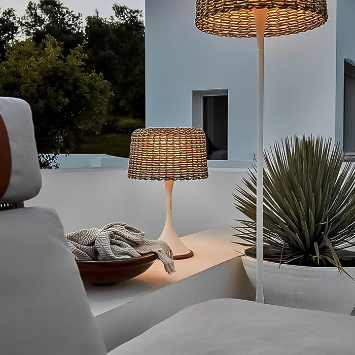 Solar Outdoor Floor Lamp, Waterproof LED Weave Shade for Garden/Patio/Yard, Easy Install